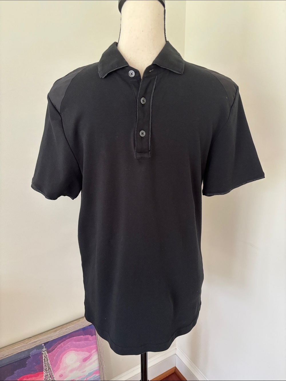 Michael Kors Black Short-Sleeve Polo with Button Placket